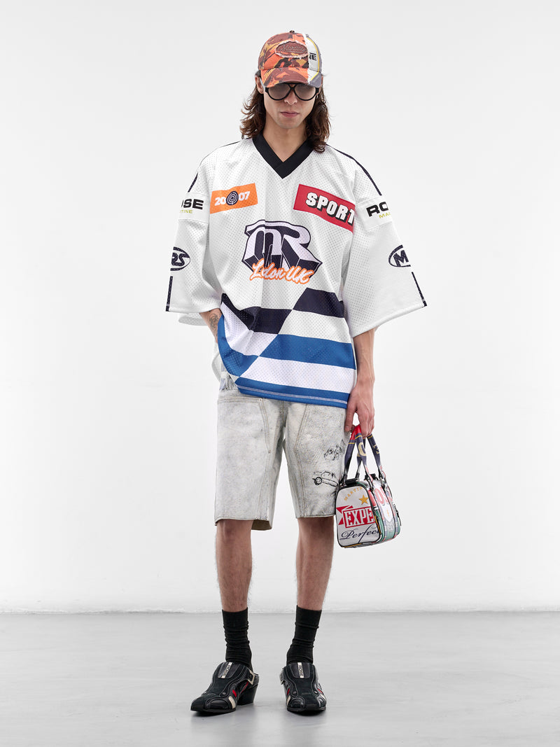 White Mesh Oversized Hockey Top (129JT10063-WHITE)