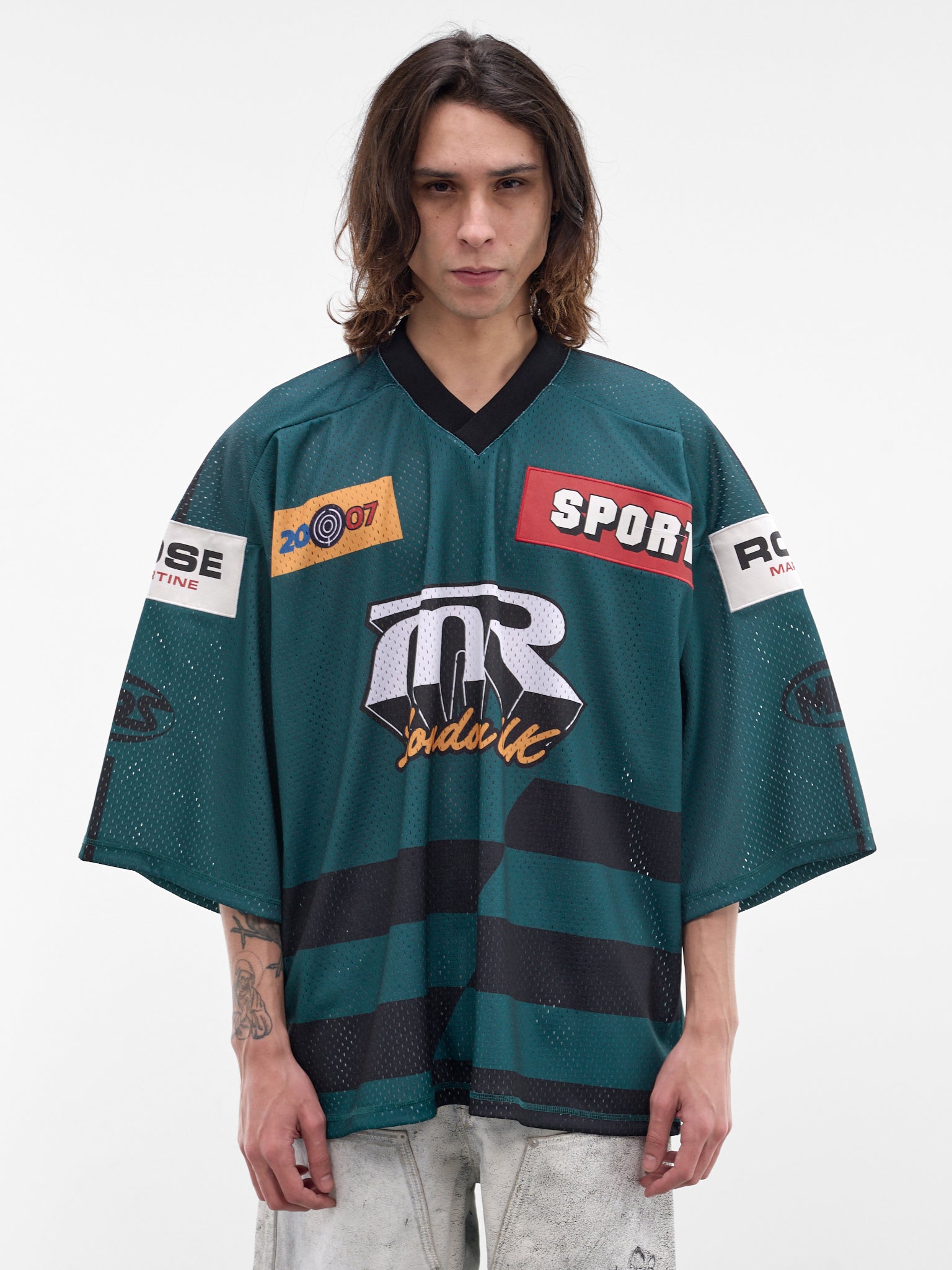 Green Mesh Oversized Hockey Top (129JT10410-GREEN)