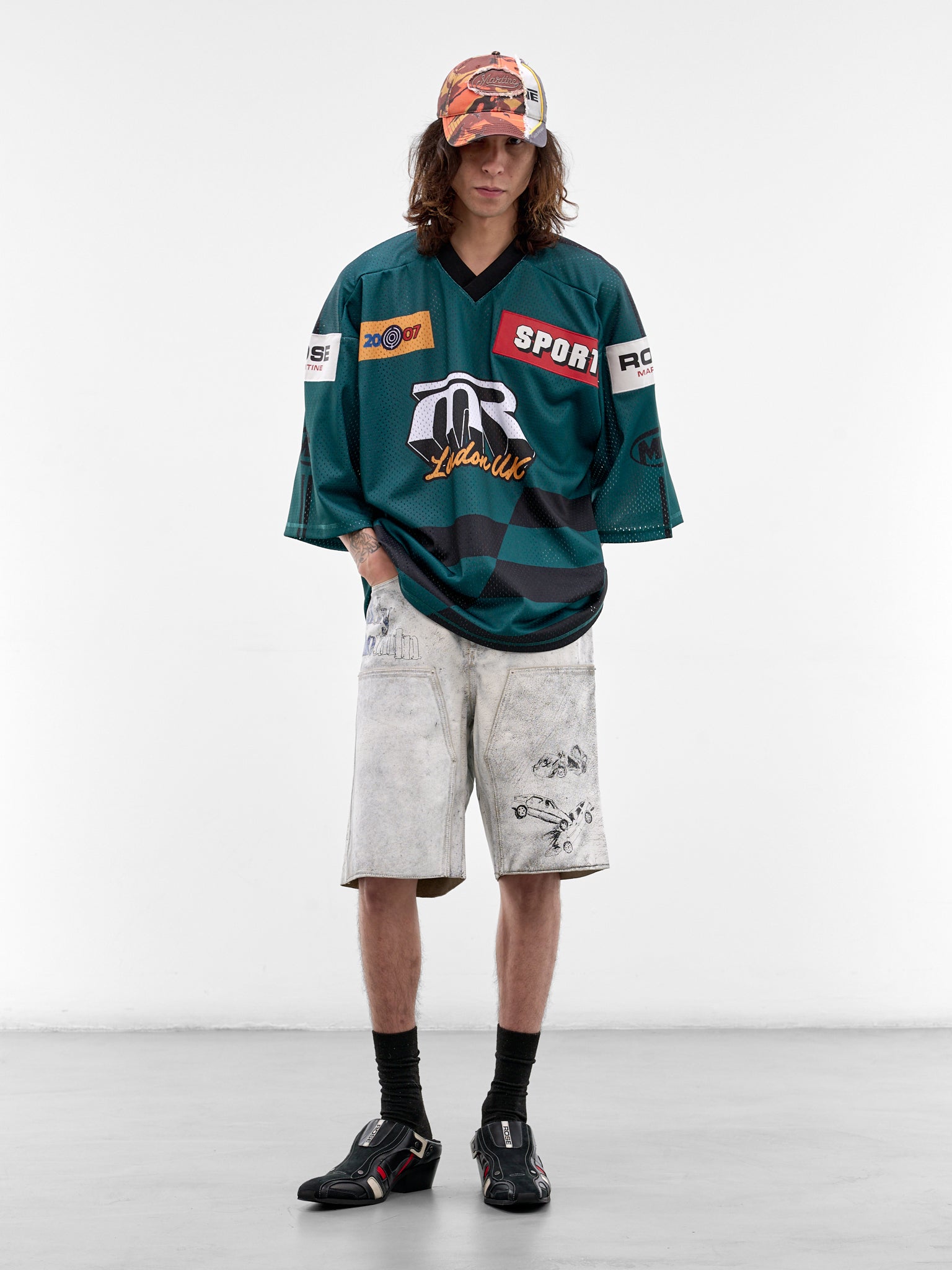 Green Mesh Oversized Hockey Top (129JT10410-GREEN)