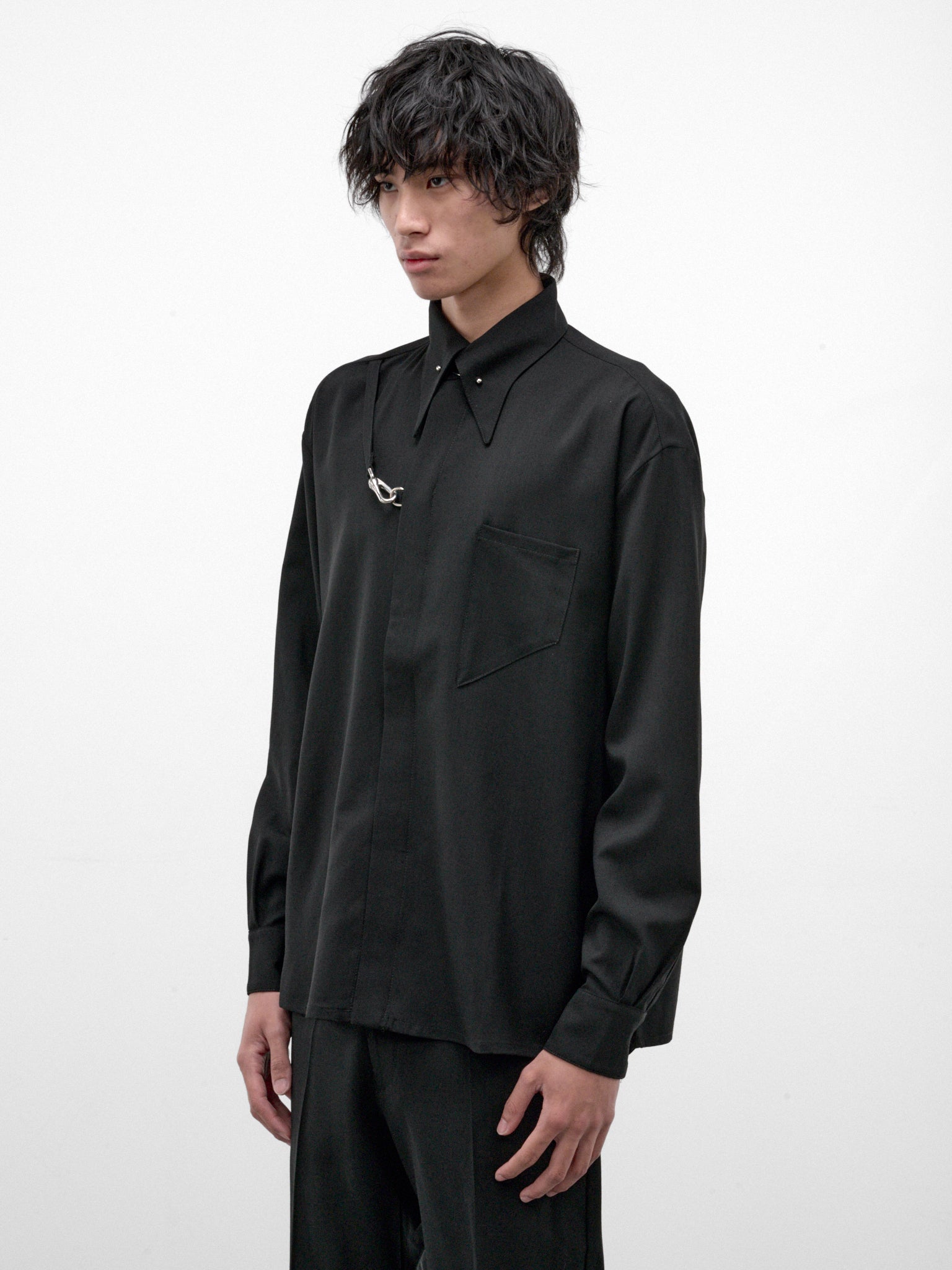 Black Wool Pierce Shirt (13-PIERCE-SHIRT-BLACK)