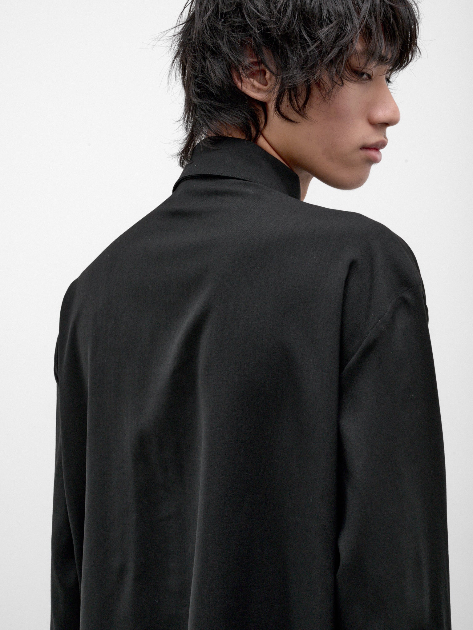 Black Wool Pierce Shirt (13-PIERCE-SHIRT-BLACK)