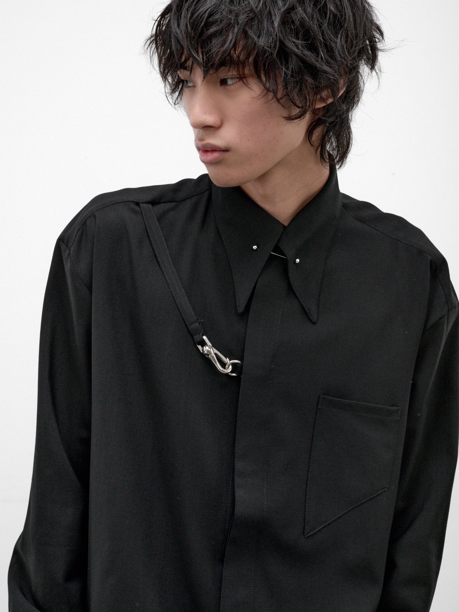 Black Wool Pierce Shirt (13-PIERCE-SHIRT-BLACK)
