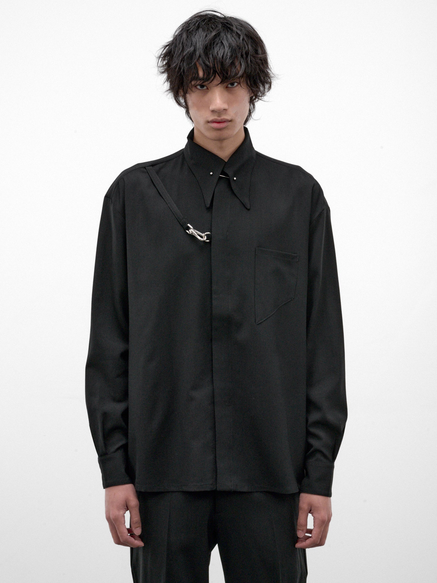 Black Wool Pierce Shirt (13-PIERCE-SHIRT-BLACK)