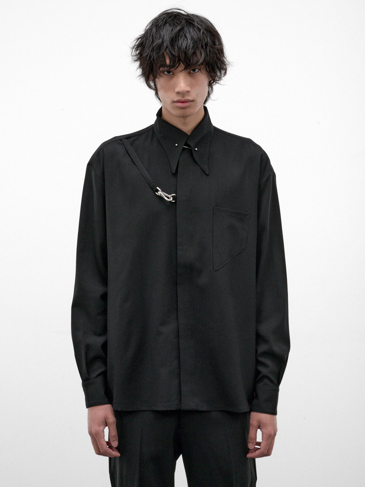 Black Wool Pierce Shirt (13-PIERCE-SHIRT-BLACK)