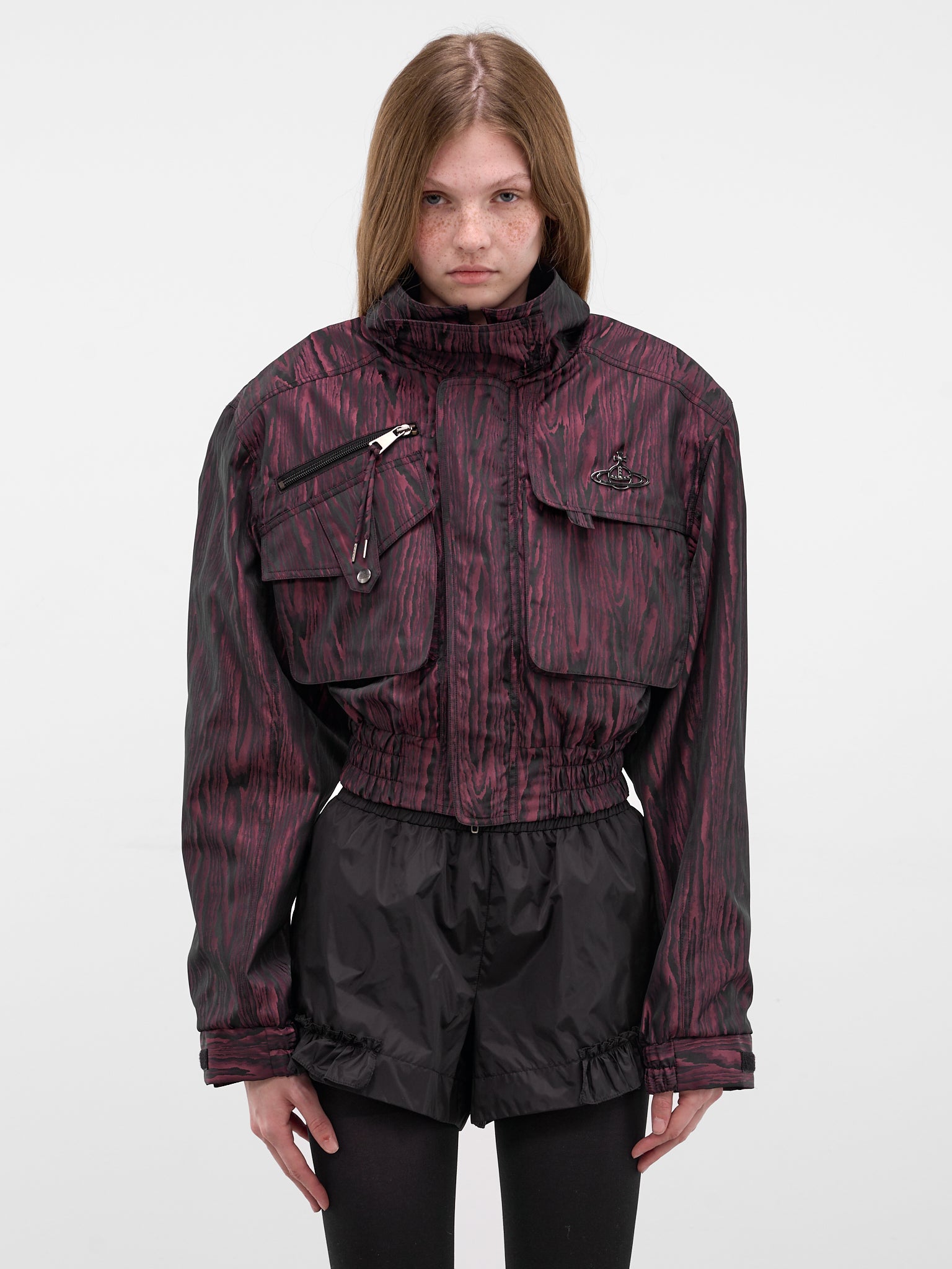 Wood Grain Memphis Bomber Jacket (1304000O-W01CG-BLACK-BORDEAUX)