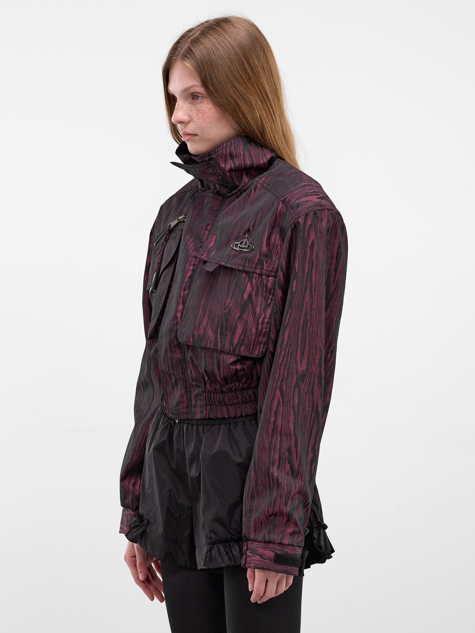 Wood Grain Memphis Bomber Jacket (1304000O-W01CG-BLACK-BORDEAUX)