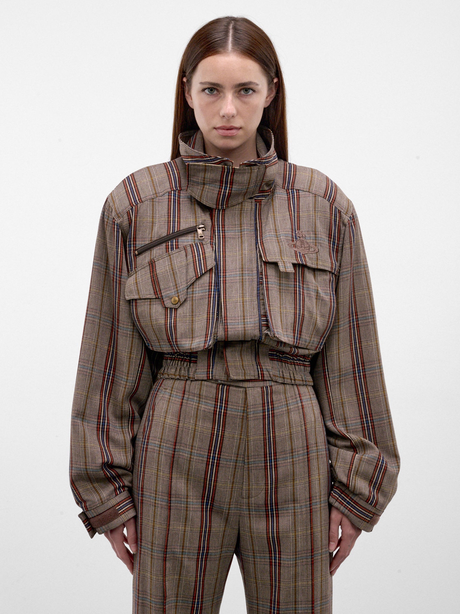 Glen Check Cropped Bomber Jacket (P1304000O-W01JH-MULTI)