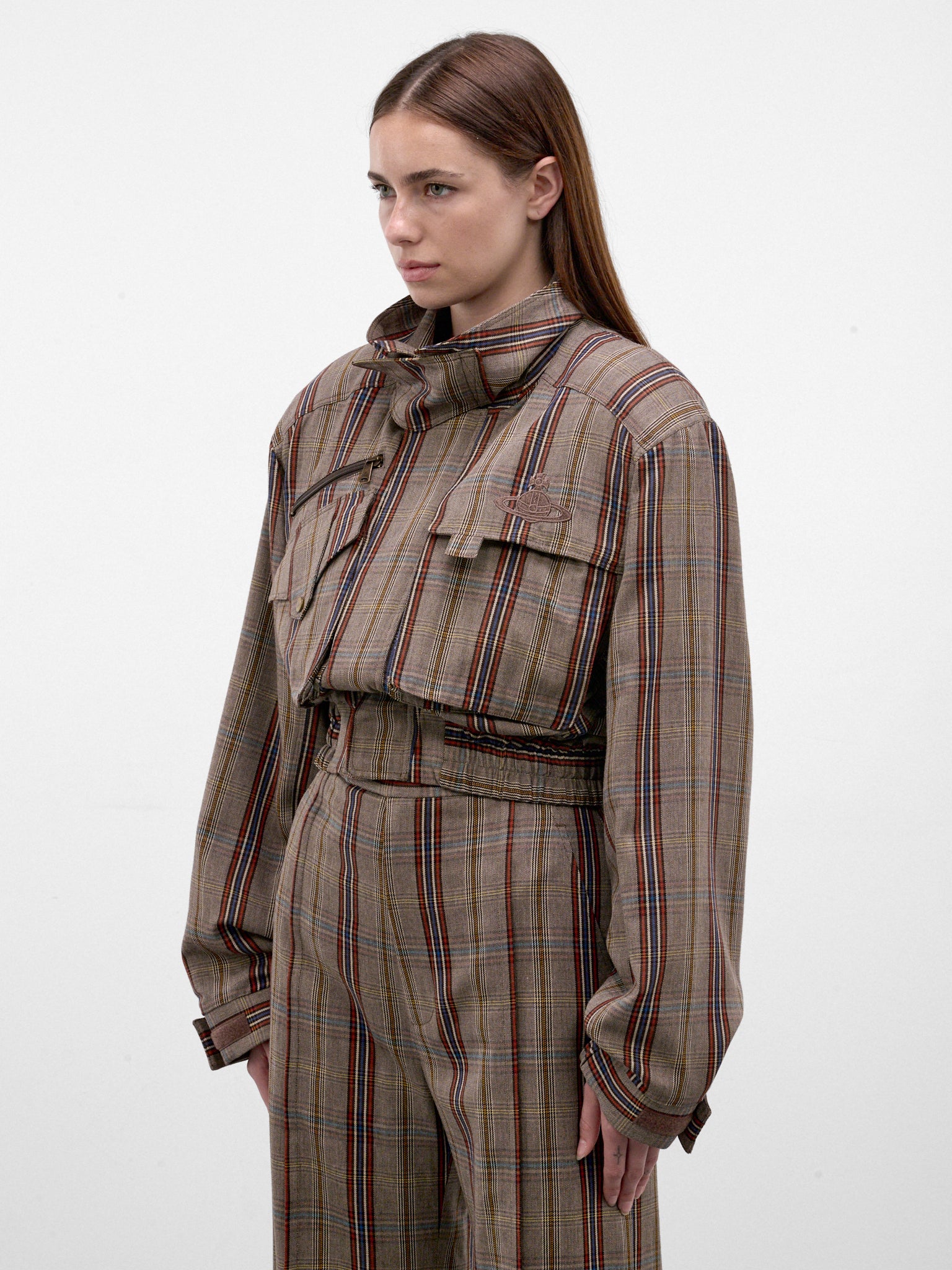 Glen Check Cropped Bomber Jacket (P1304000O-W01JH-MULTI)