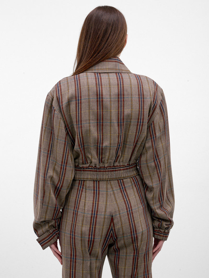 Glen Check Cropped Bomber Jacket (P1304000O-W01JH-MULTI)