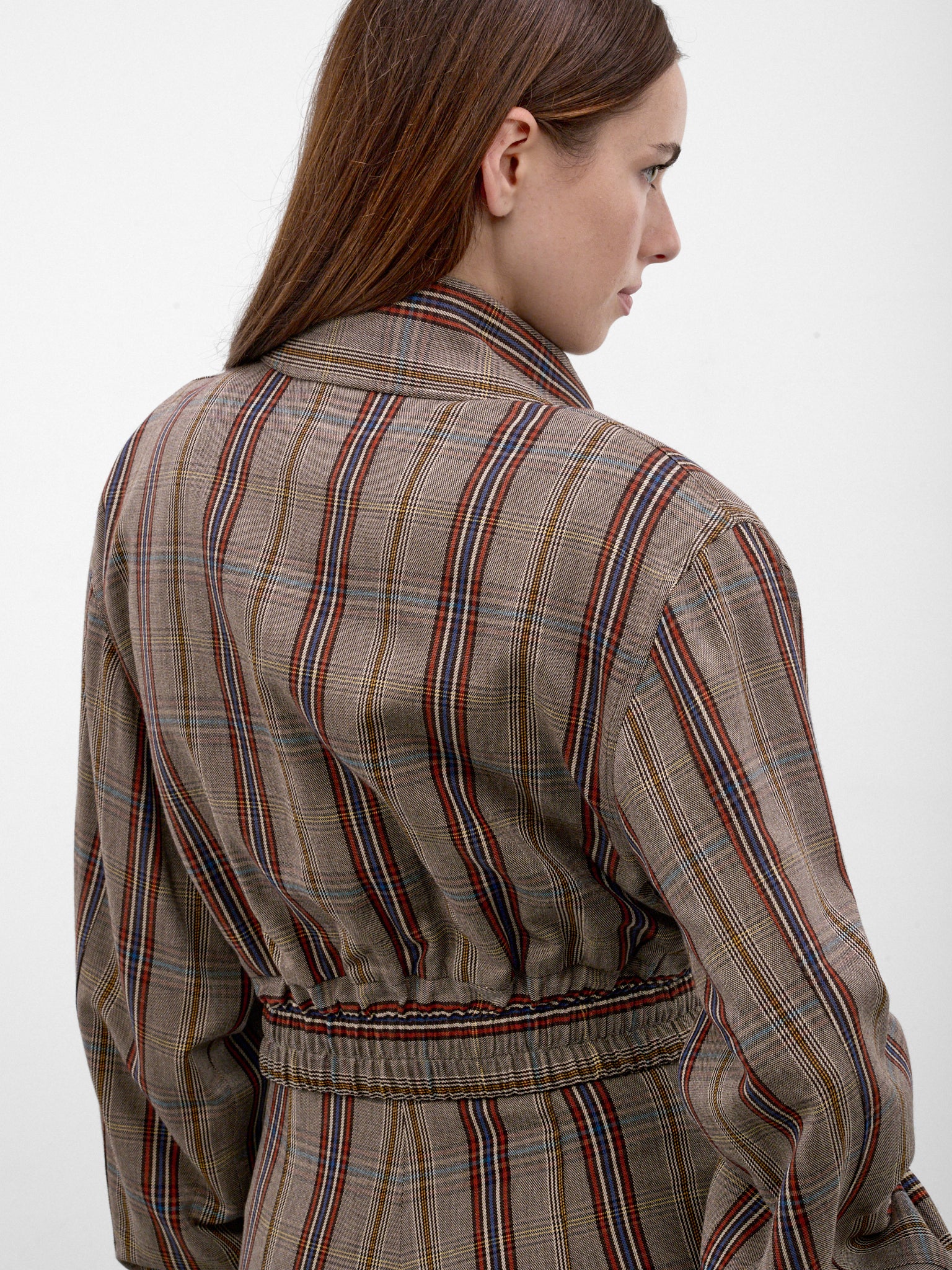Glen Check Cropped Bomber Jacket (P1304000O-W01JH-MULTI)