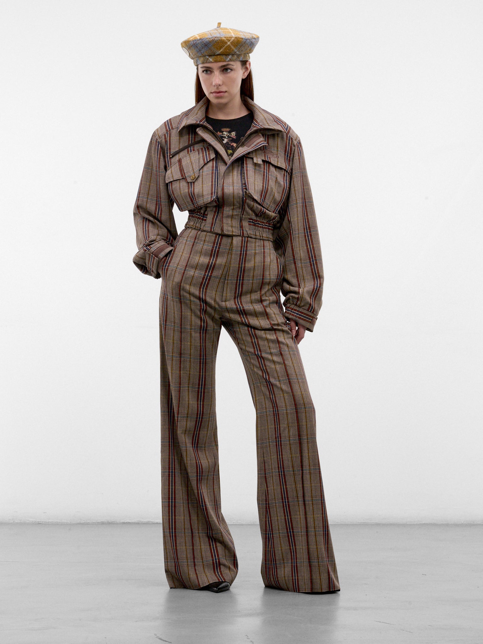 Glen Check Cropped Bomber Jacket (P1304000O-W01JH-MULTI)