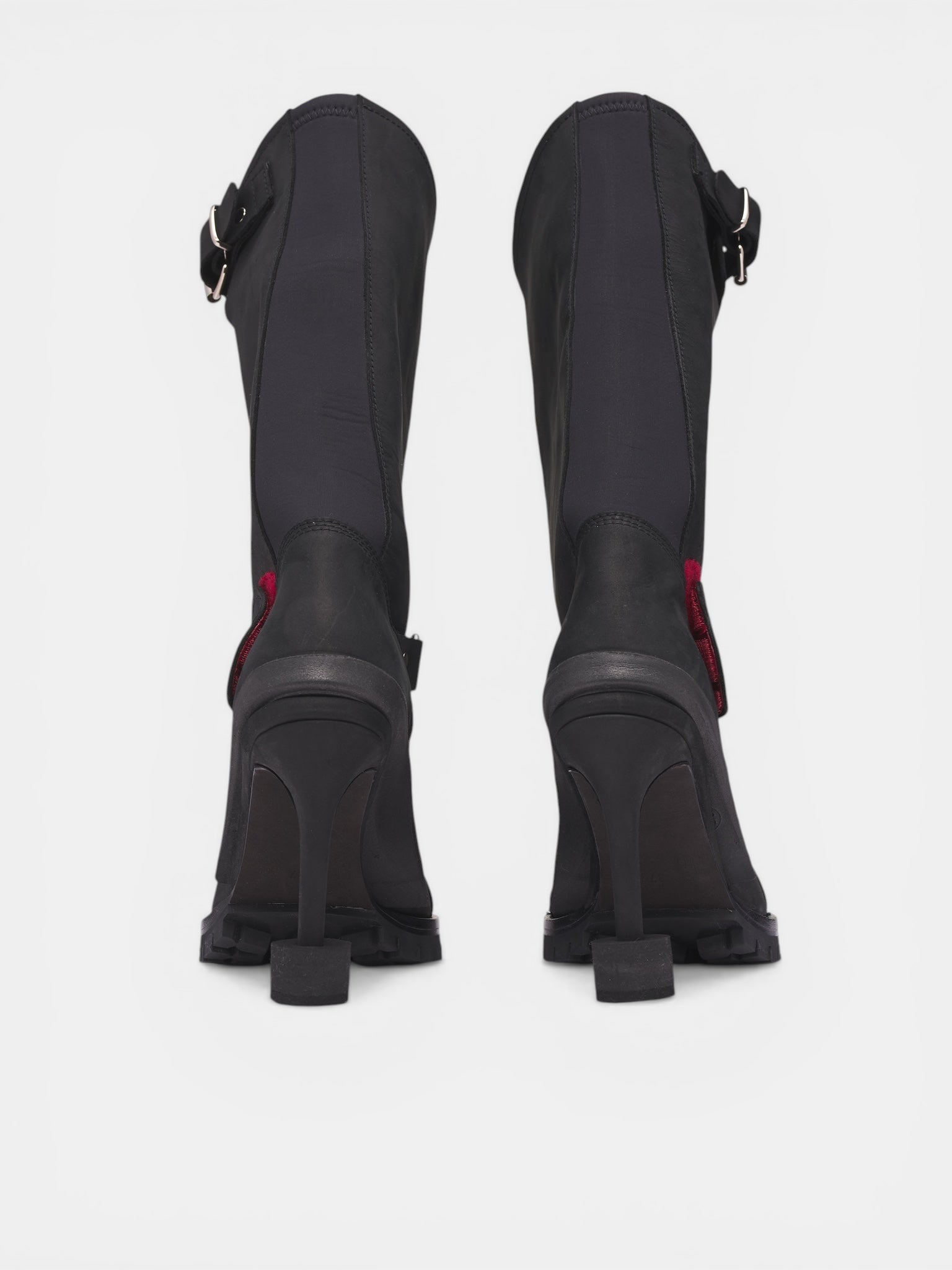 Black Doorstopper Curved Biker Boots (13190043101-BLK)