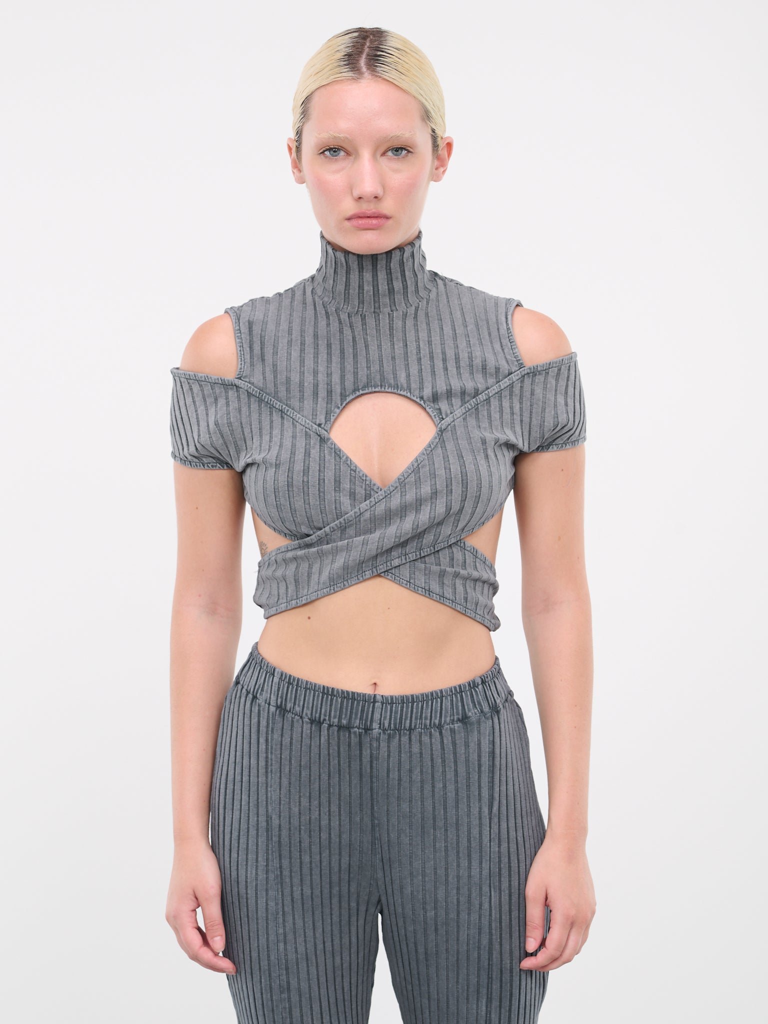 Cut-Out Rib Top (133131-DARK-GREY)