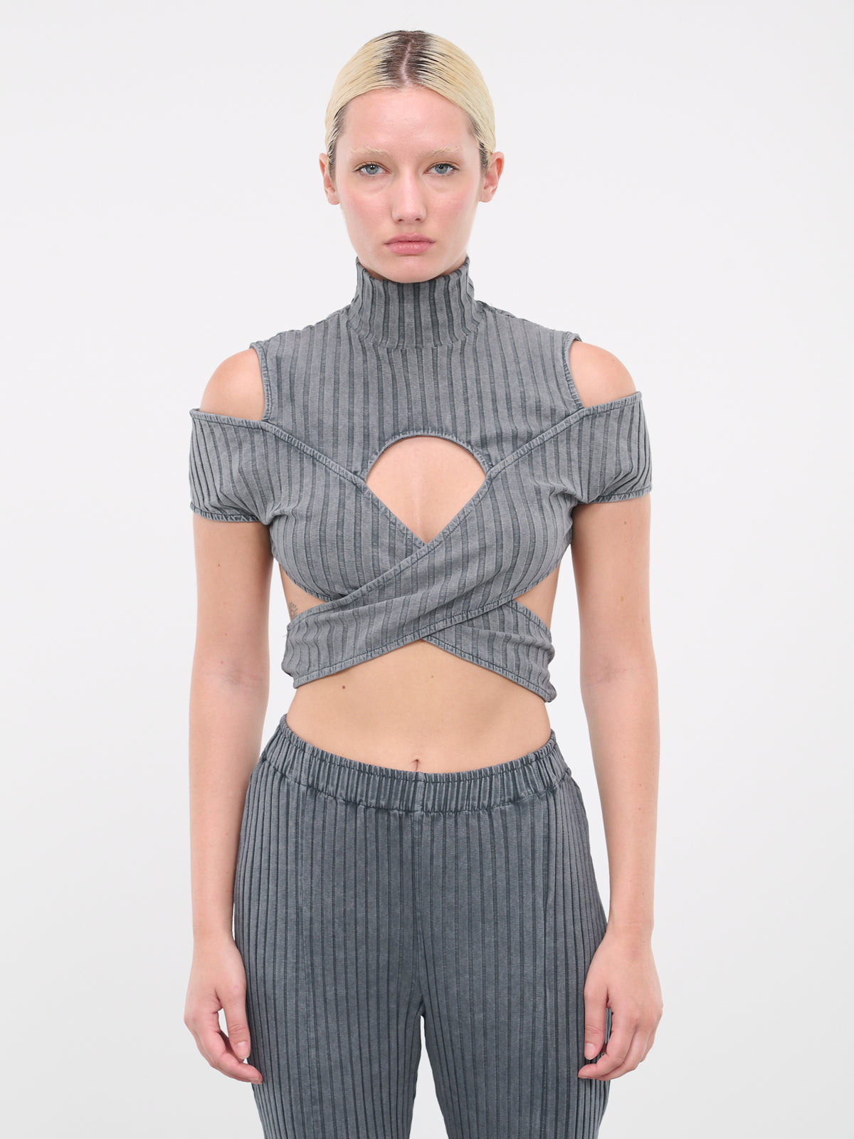 Cut-Out Rib Top (133131-DARK-GREY)