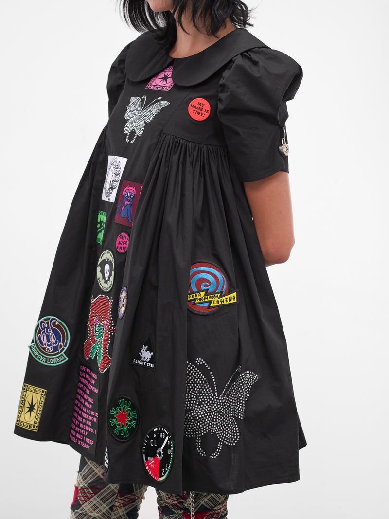 Black Alibi Patch Turnlock Dress (1345-ALIBI-BLACK-MULTI)