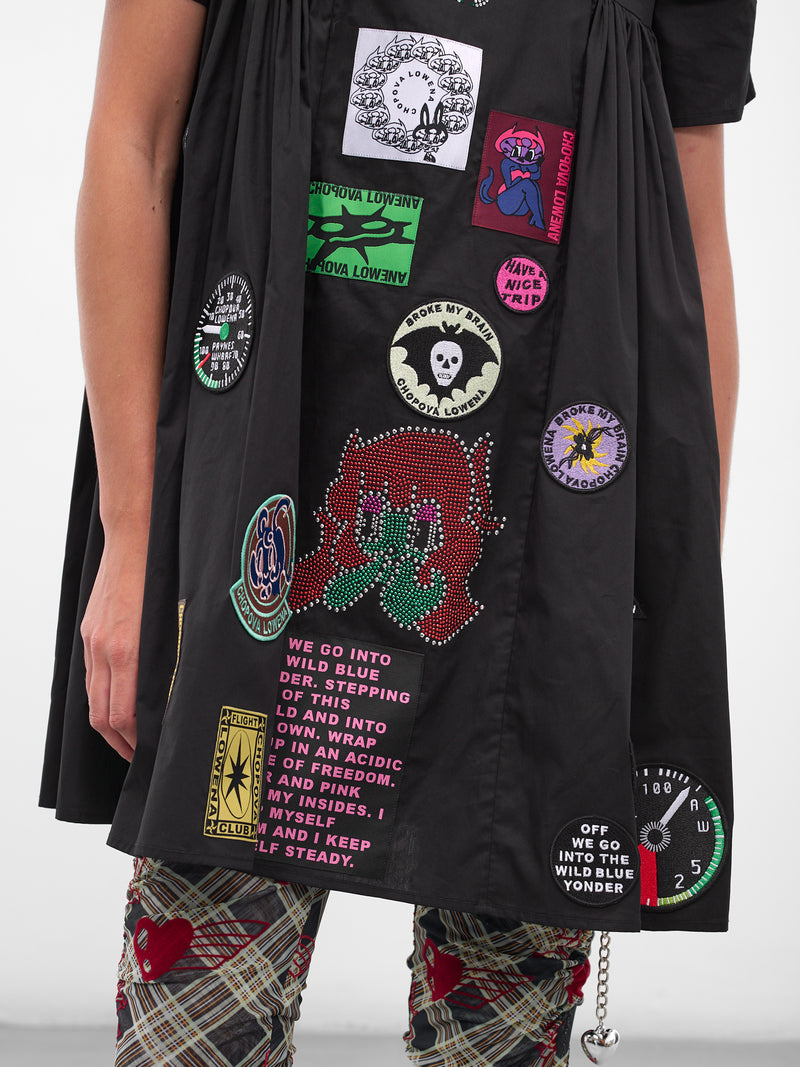 Black Alibi Patch Turnlock Dress (1345-ALIBI-BLACK-MULTI)