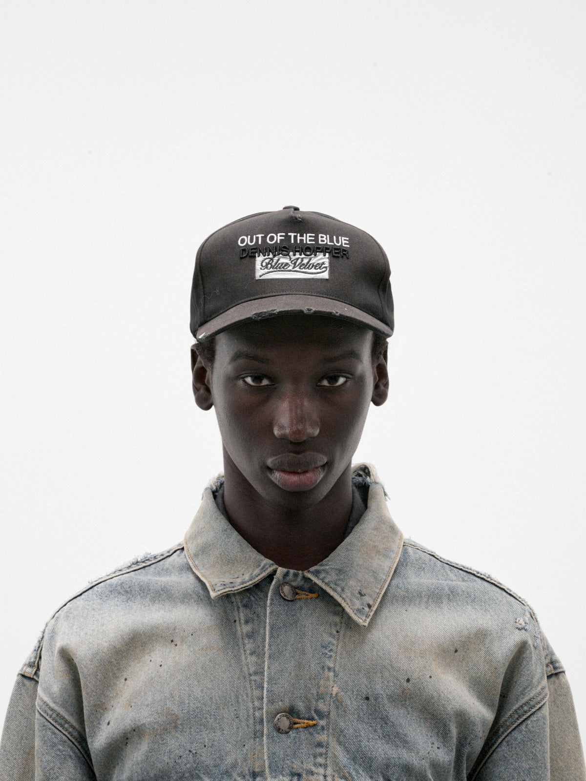 Black Blue Velvet Trucker Hat (13U001Q3018BLK-BLACK)