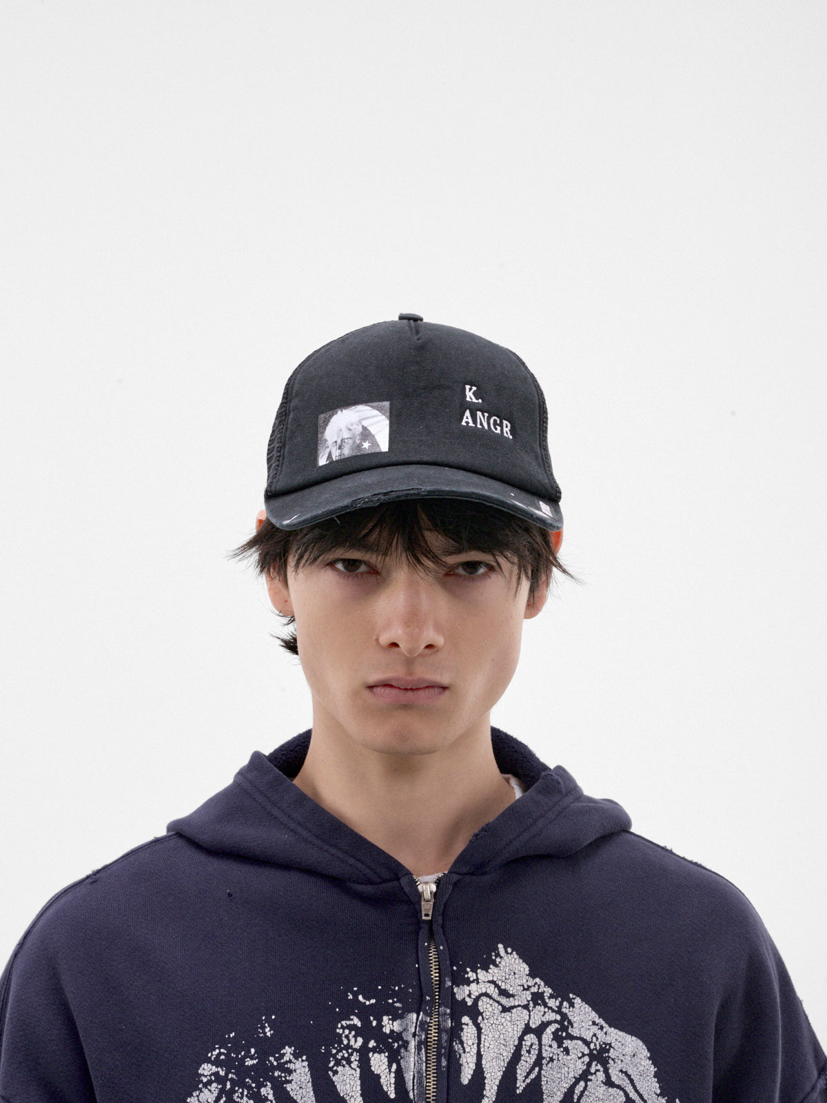 Black K. Angr Trucker Hat (13U003Q3018BLK-BLACK)
