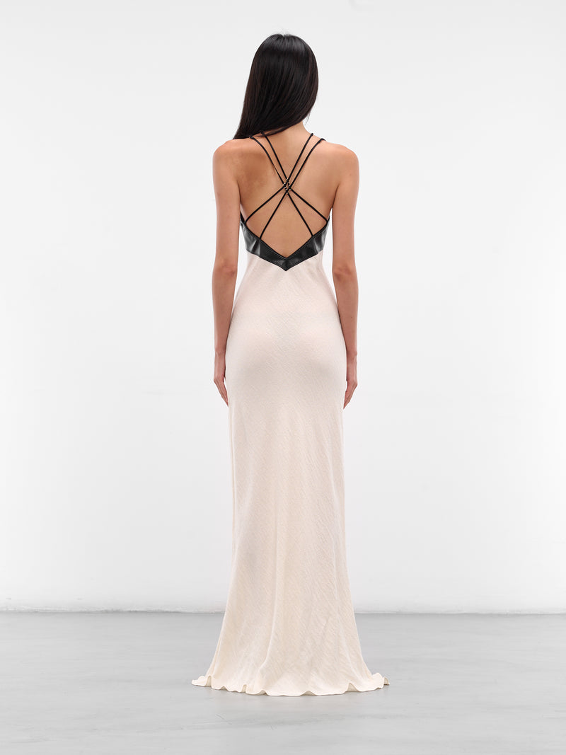 White Contrast Bust Maxi Gown (14-BLACK-WHITE)