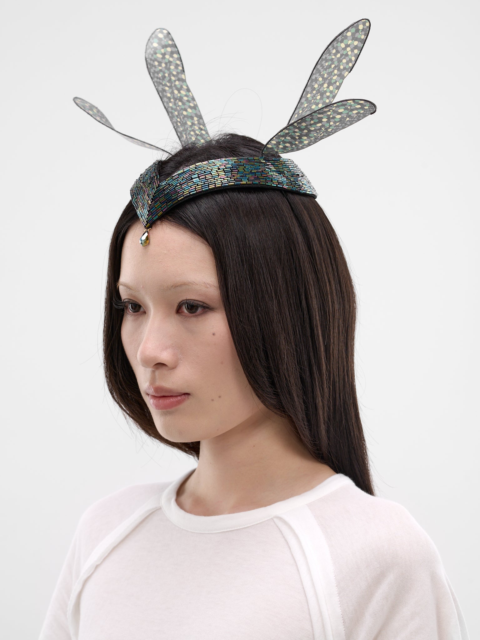 Emerald Beaded Dragonfly Headdress (14-MARCHESA-CASATI-EMERALD)
