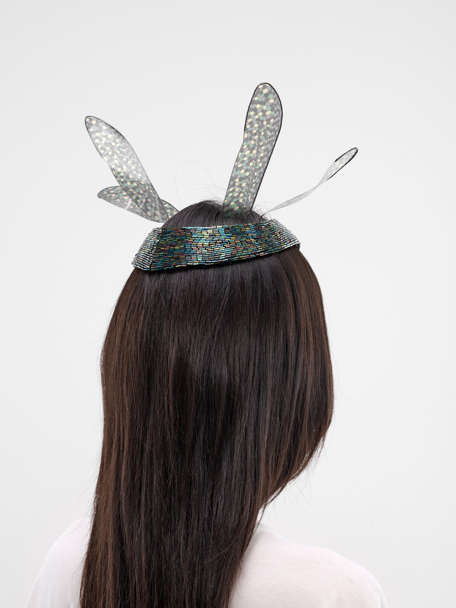 Emerald Beaded Dragonfly Headdress (14-MARCHESA-CASATI-EMERALD)