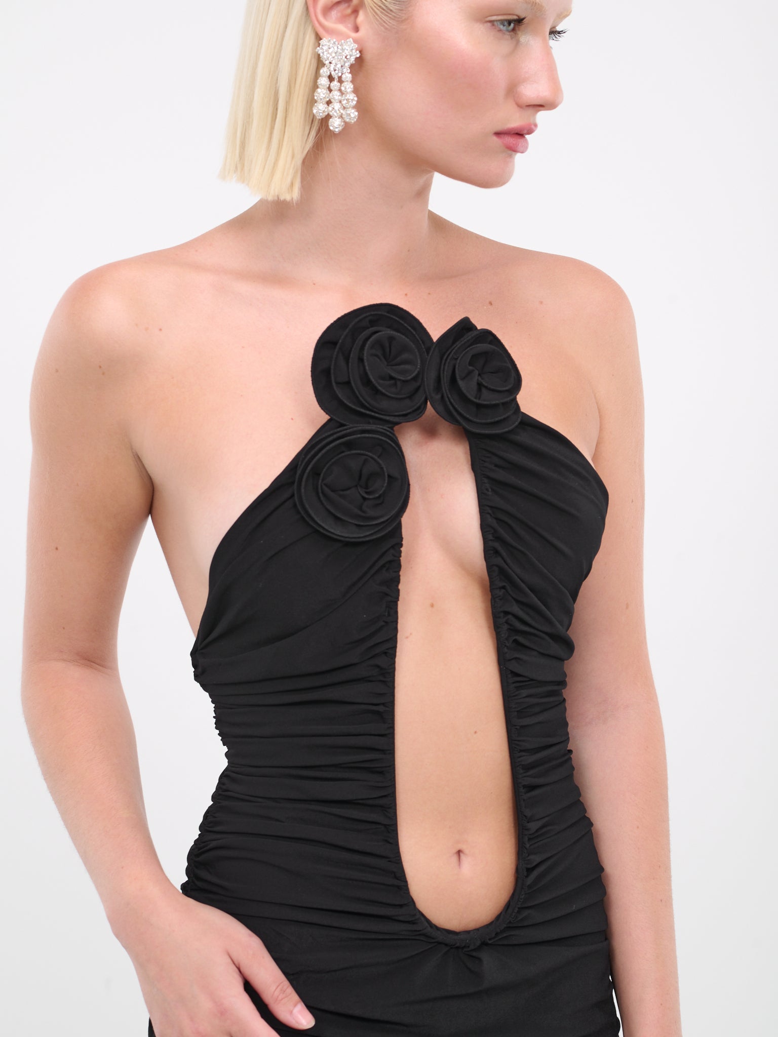 Strapless Plunge Maxi Dress (141923-BLACK)