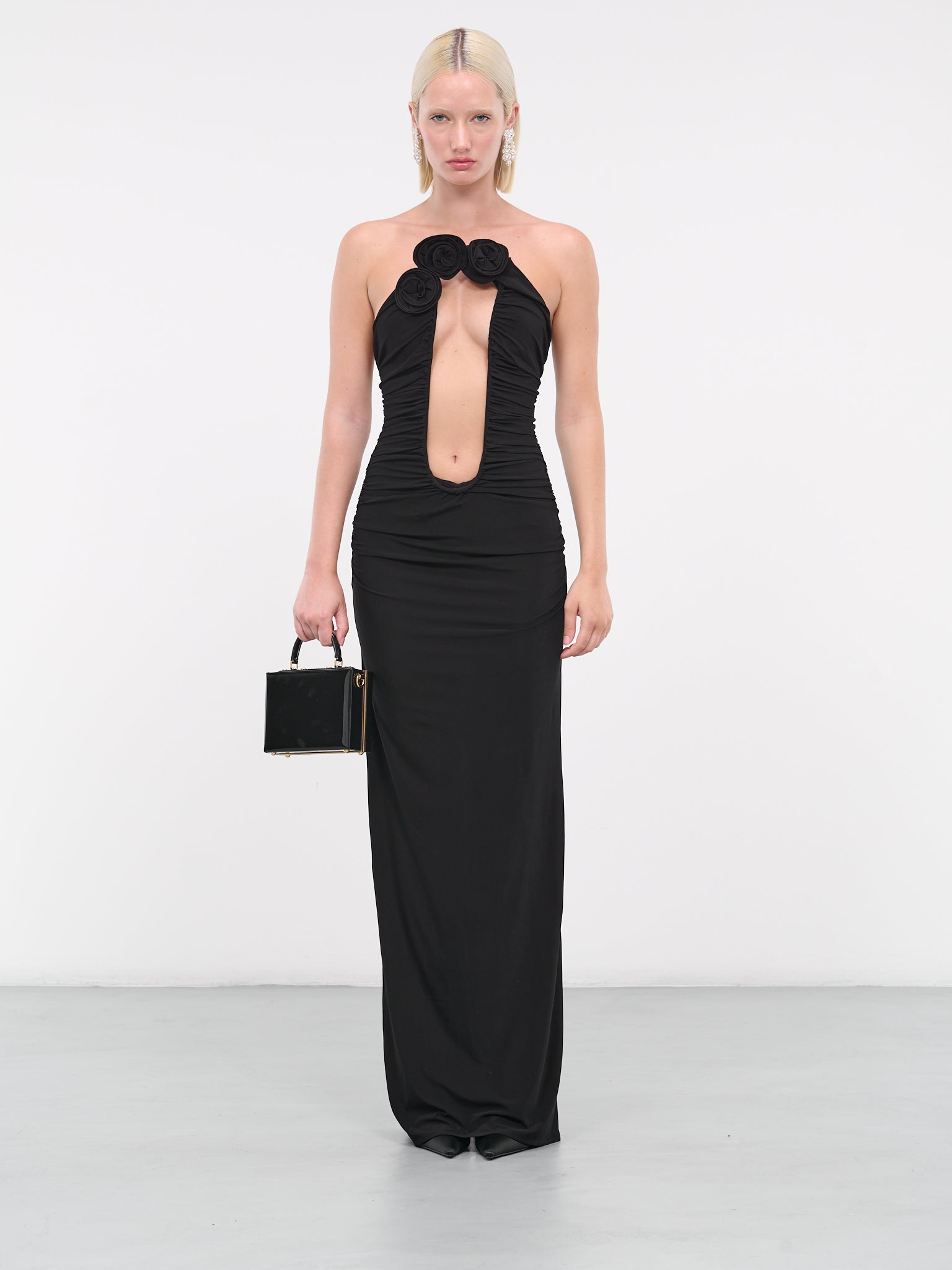 Strapless Plunge Maxi Dress (141923-BLACK)