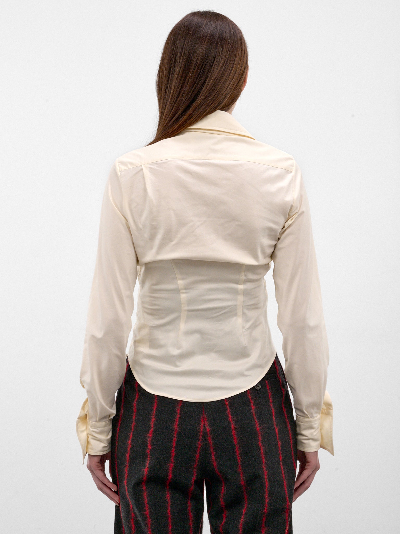 Asymmetric Ruched Long Sleeve Shirt (1501000C-W01JP-STONE)