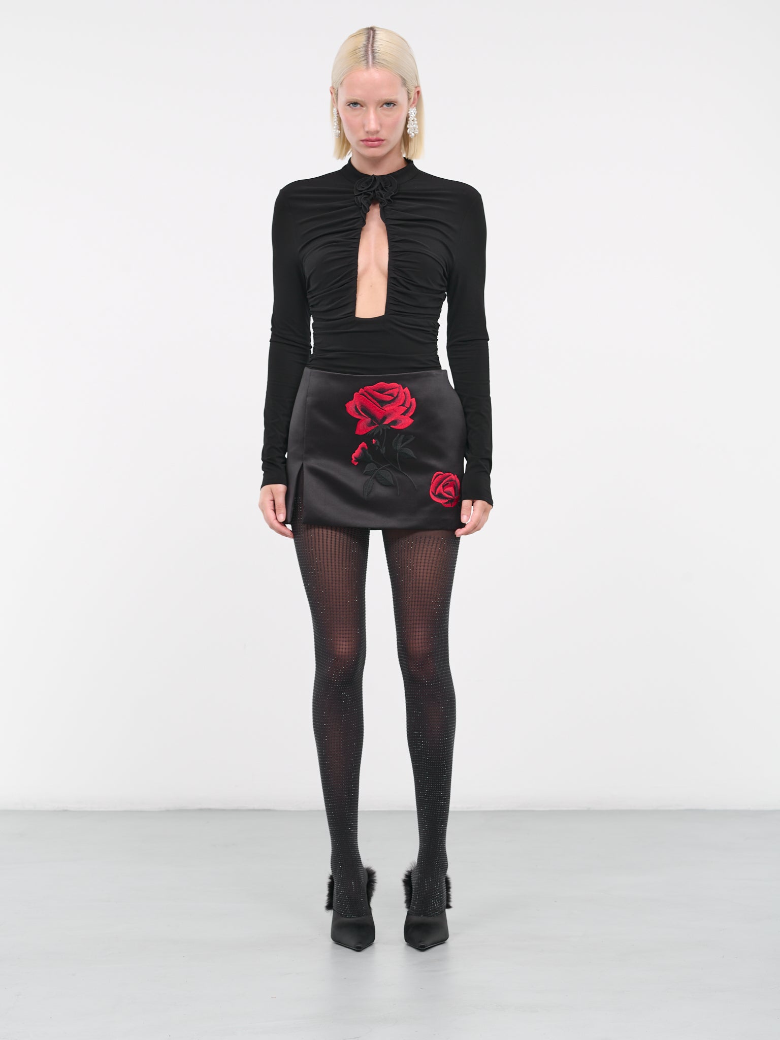 Split-hem Mini Skirt (151923-BLACK)