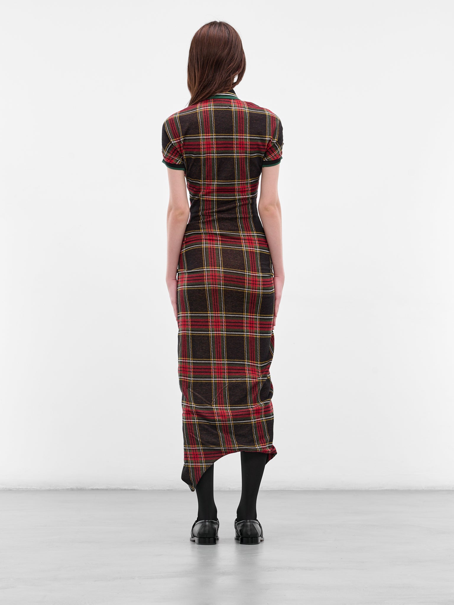 Red Tartan Pulling Maxi Dress (1601004S-J009T-N204-RED-GREEN)