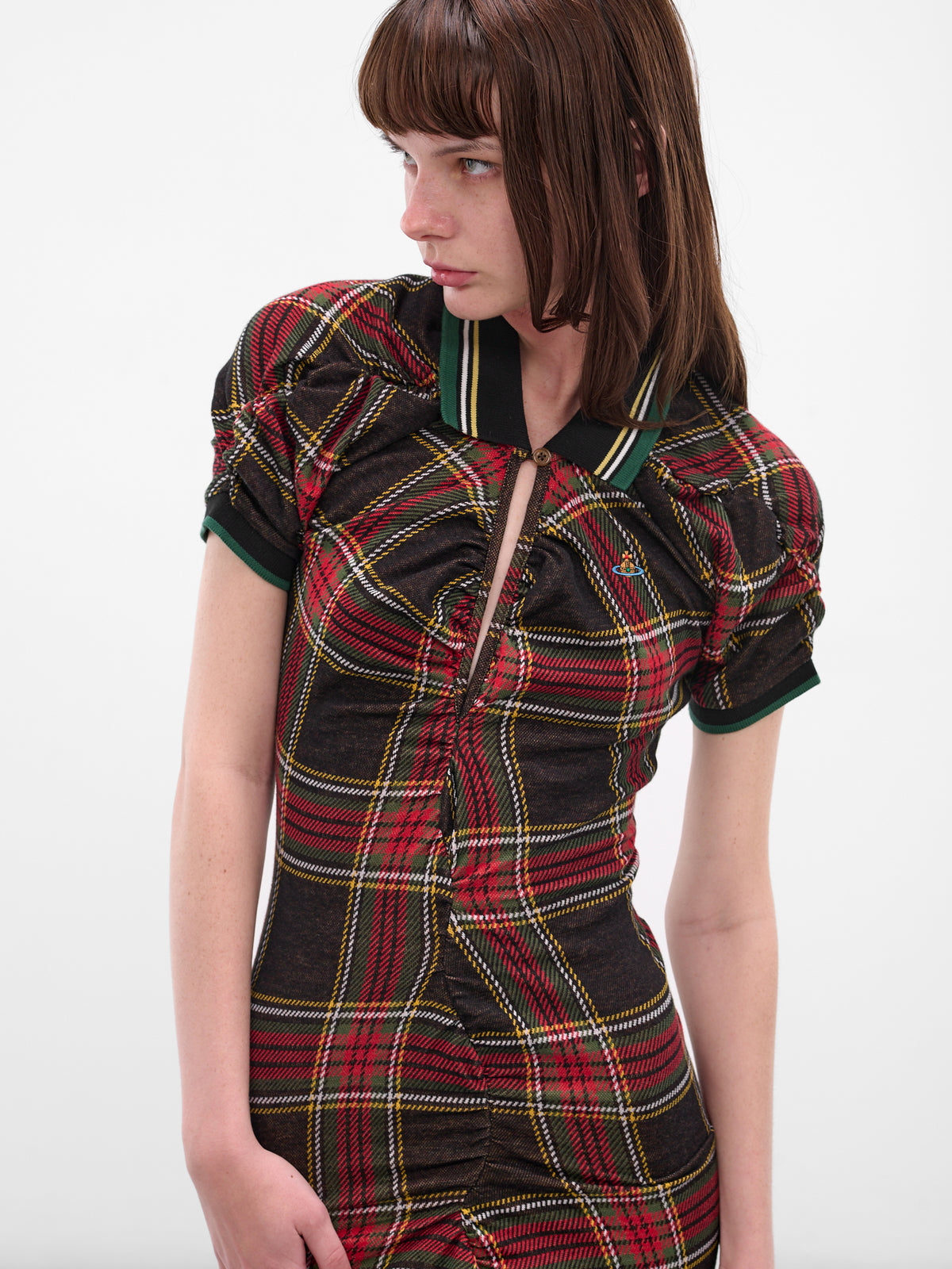 Red Tartan Pulling Maxi Dress (1601004S-J009T-N204-RED-GREEN)