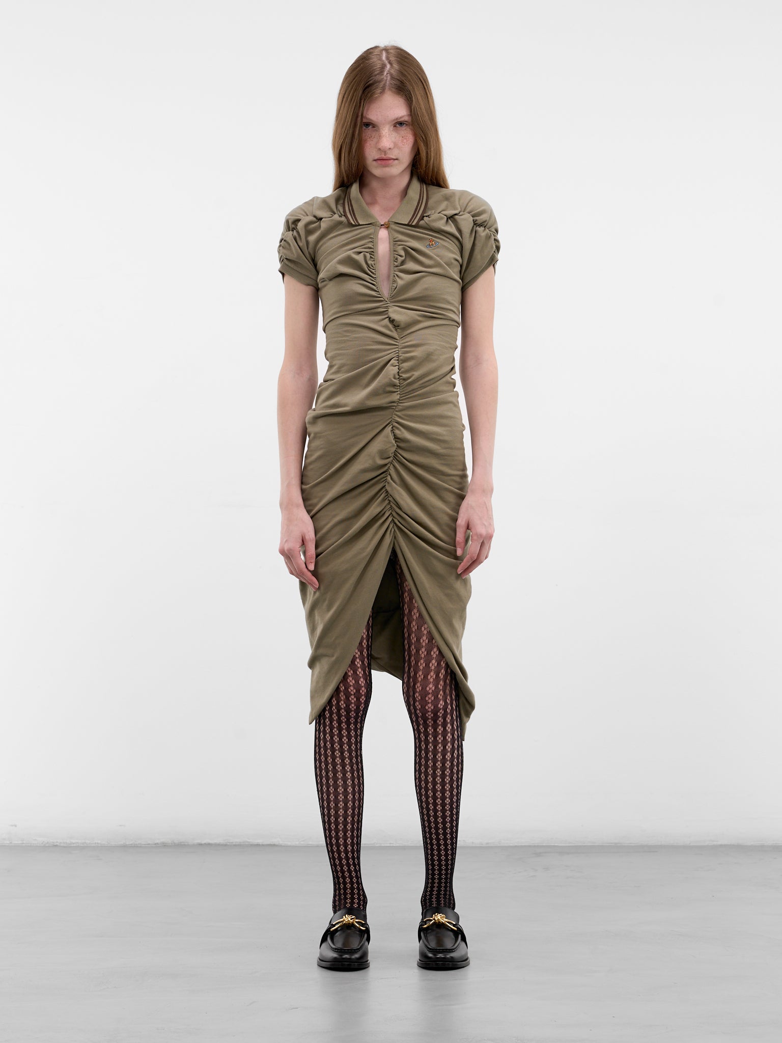 Khaki Pulling Midi Dress (16010051-J00AU-M411-COVERT-GRE)