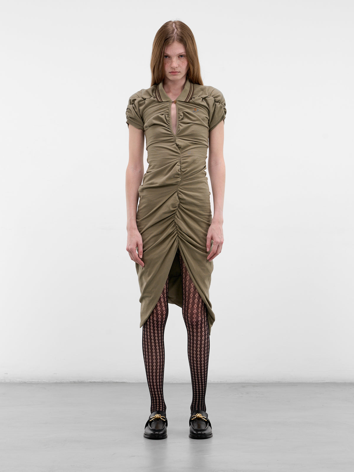 Khaki Pulling Midi Dress (16010051-J00AU-M411-COVERT-GRE)
