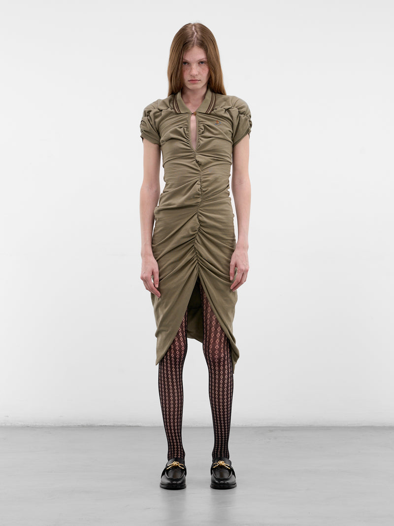 Khaki Pulling Midi Dress (16010051-J00AU-M411-COVERT-GRE)