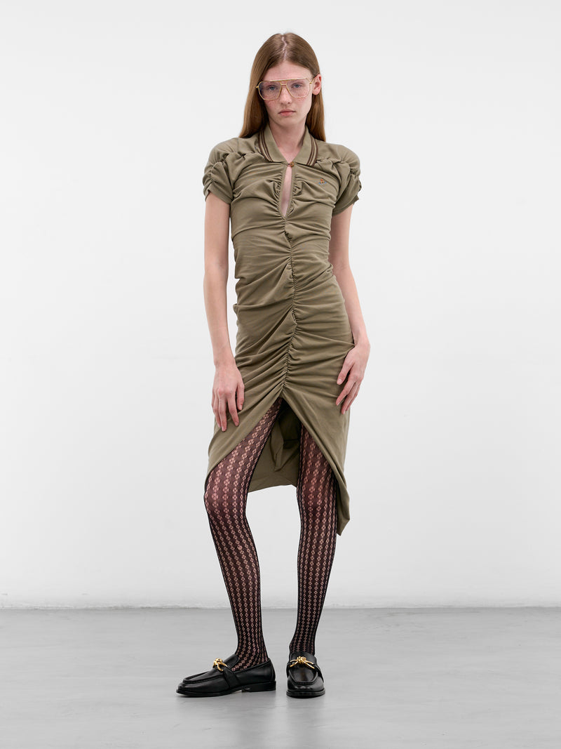 Khaki Pulling Midi Dress (16010051-J00AU-M411-COVERT-GRE)