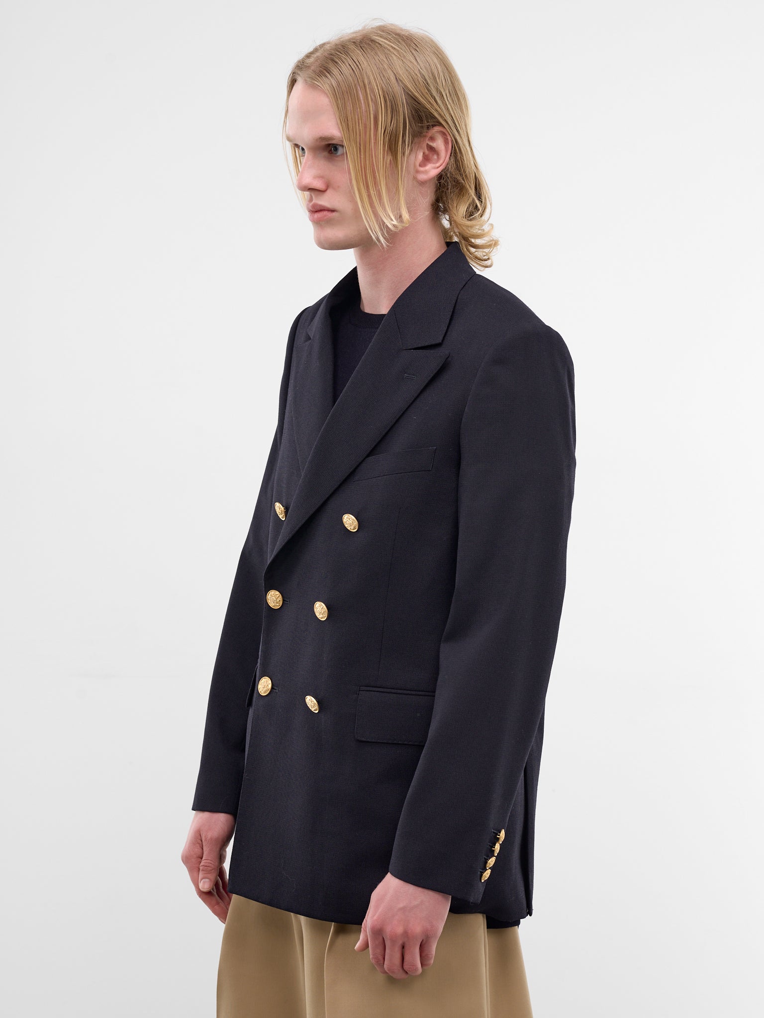 Navy Double-Breasted Tailored Blazer (1626101003-NAVY)