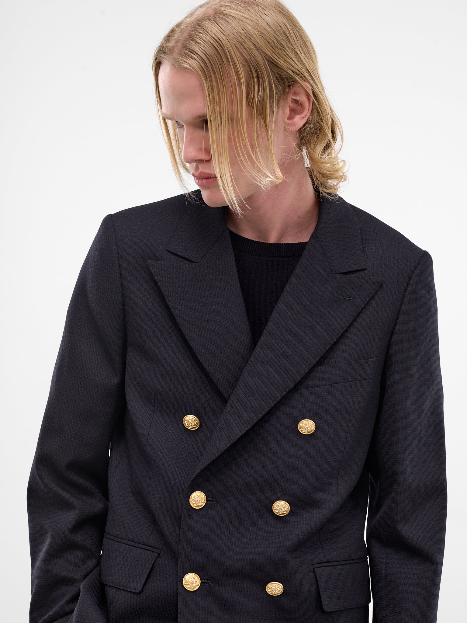 Navy Double-Breasted Tailored Blazer (1626101003-NAVY)