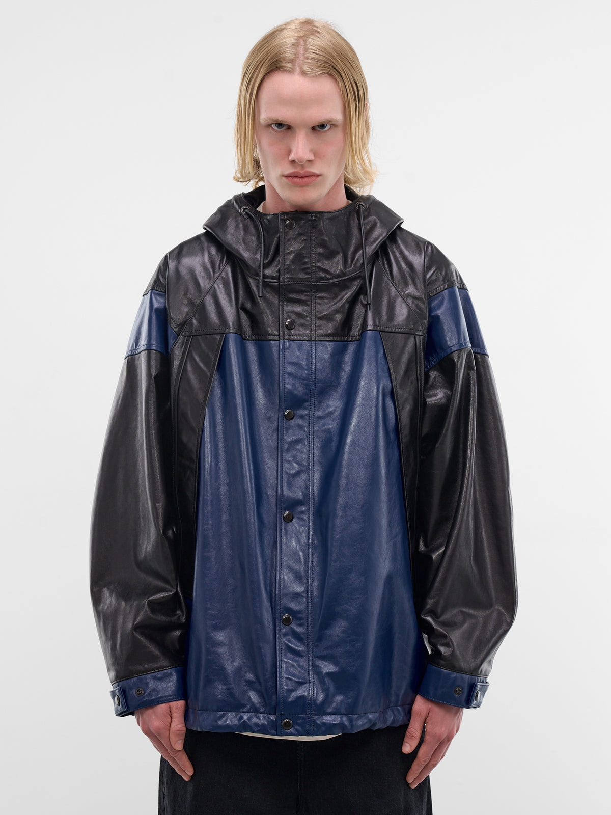 Lamb Leather Wingshape Mountain Parka (1626402005-BLUE)