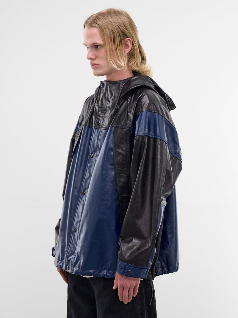 Lamb Leather Wingshape Mountain Parka (1626402005-BLUE)