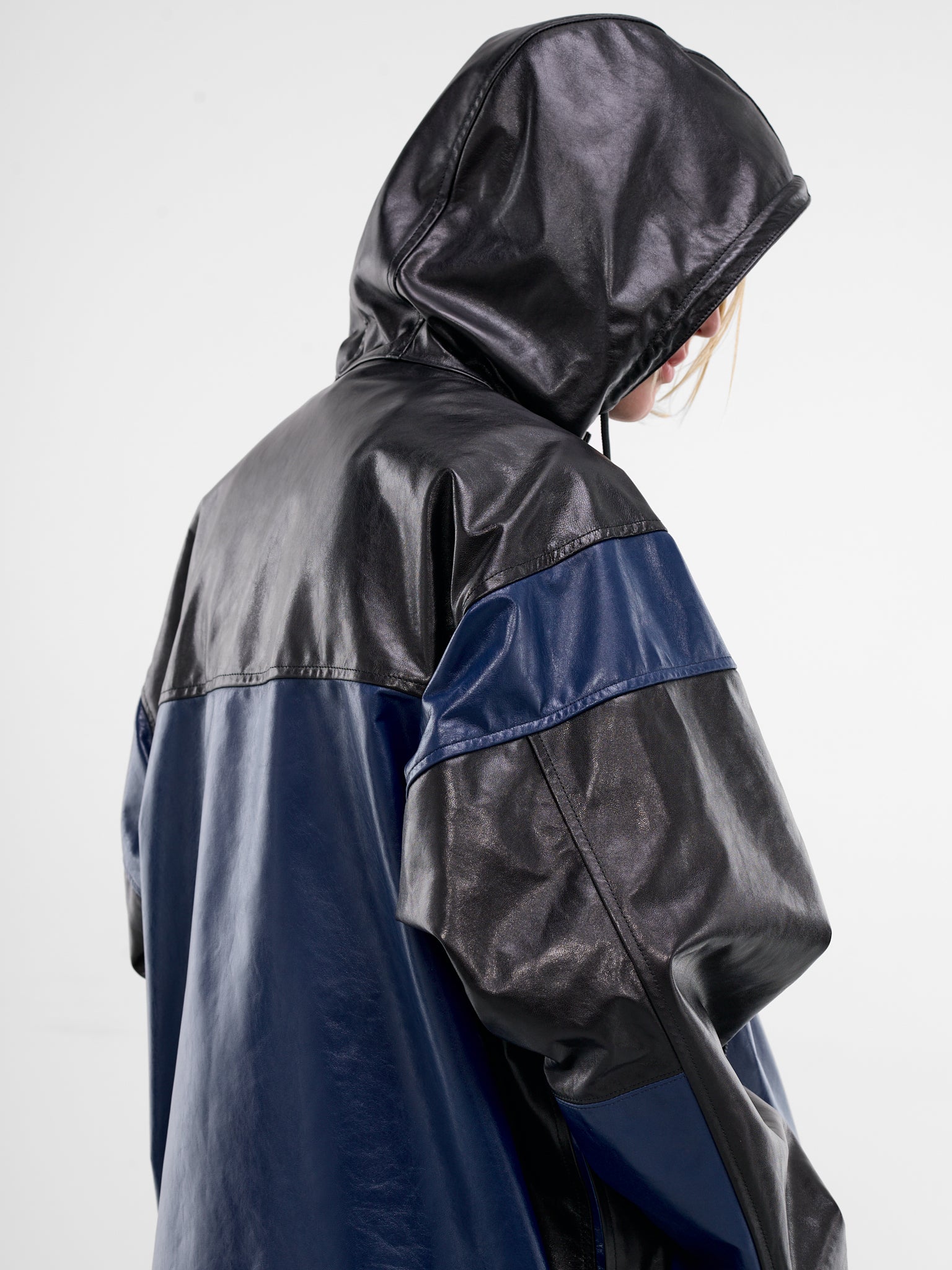 Lamb Leather Wingshape Mountain Parka (1626402005-BLUE)