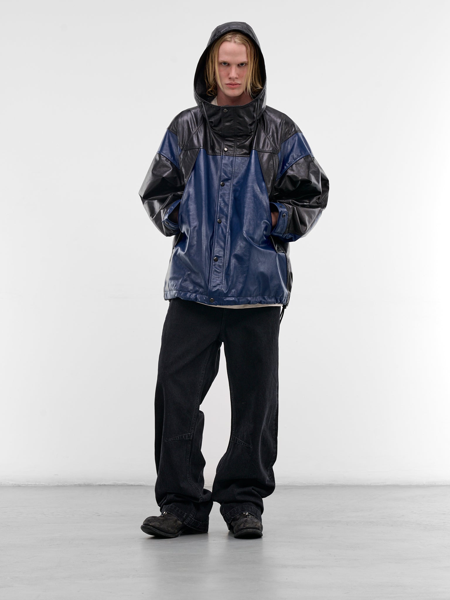 Lamb Leather Wingshape Mountain Parka (1626402005-BLUE)