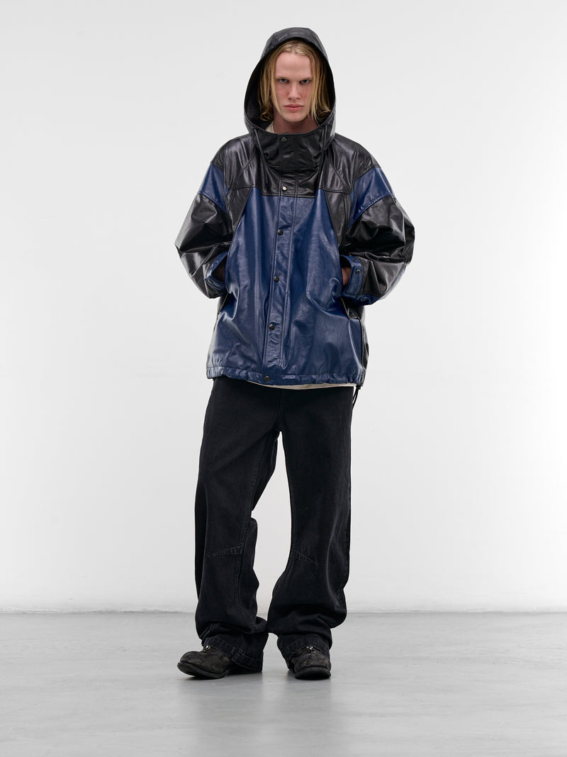 Lamb Leather Wingshape Mountain Parka (1626402005-BLUE)