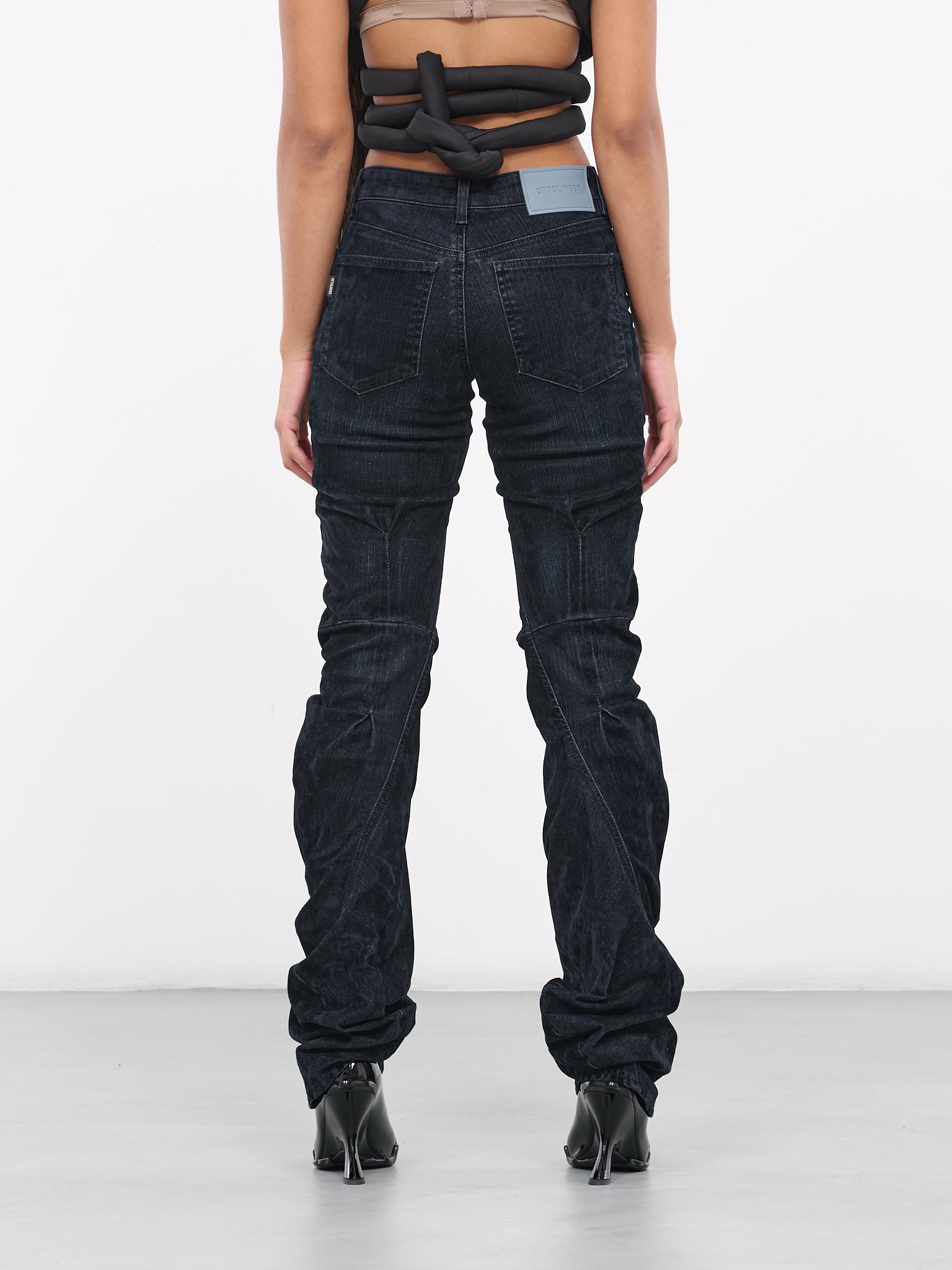 Drape Velvet Denim Jeans (1701712-MDNBLU)