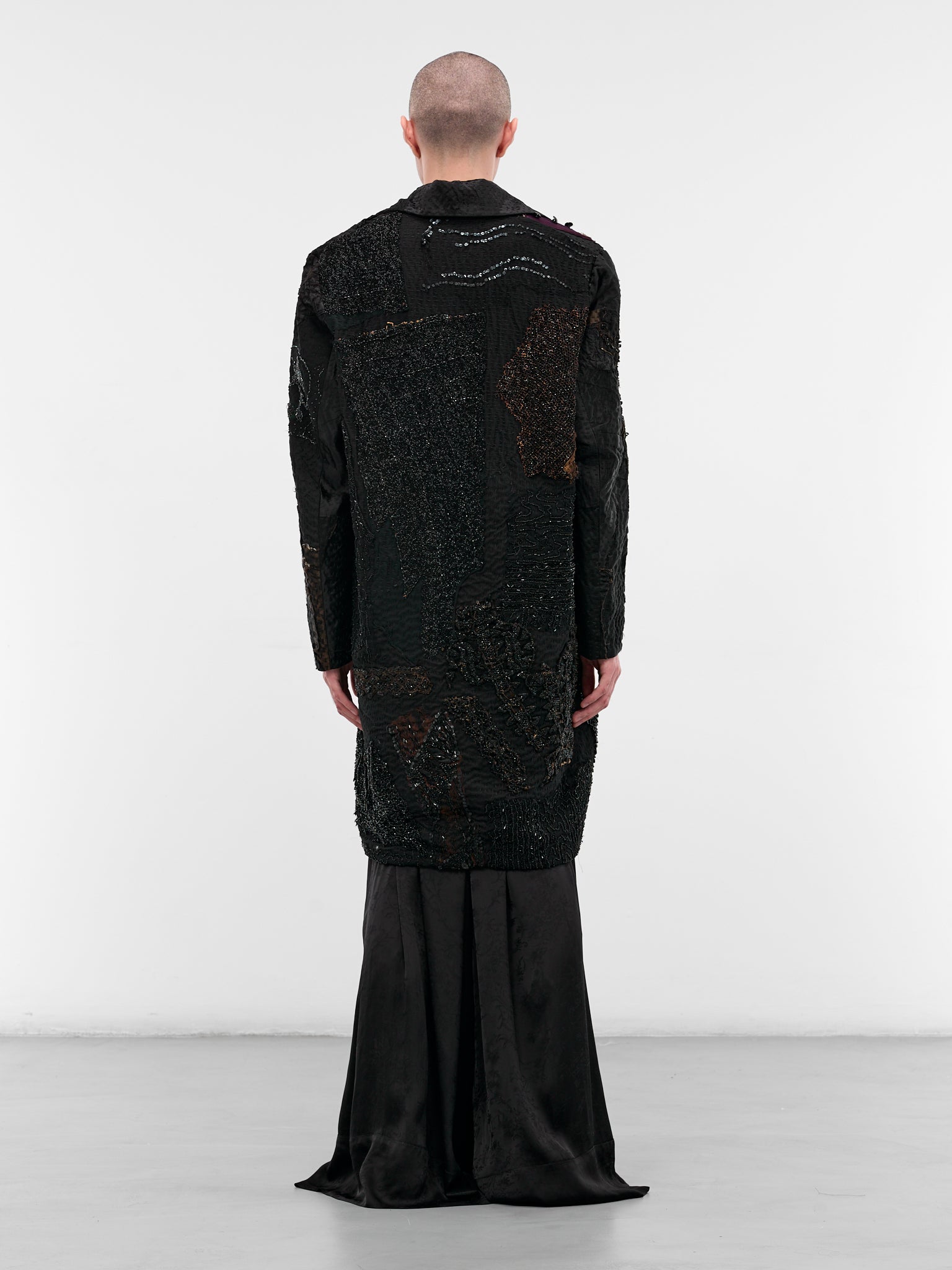 Black Patchwork Silk Finito Coat (170181-DARK)