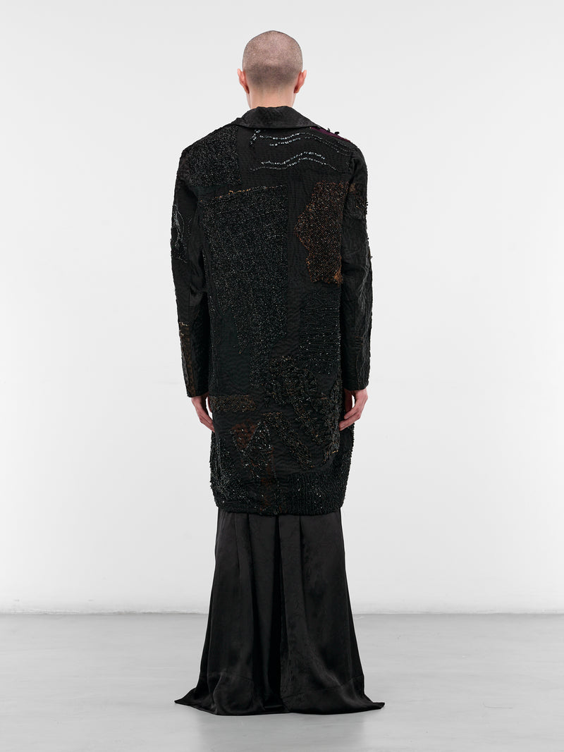 Black Patchwork Silk Finito Coat (170181-DARK)