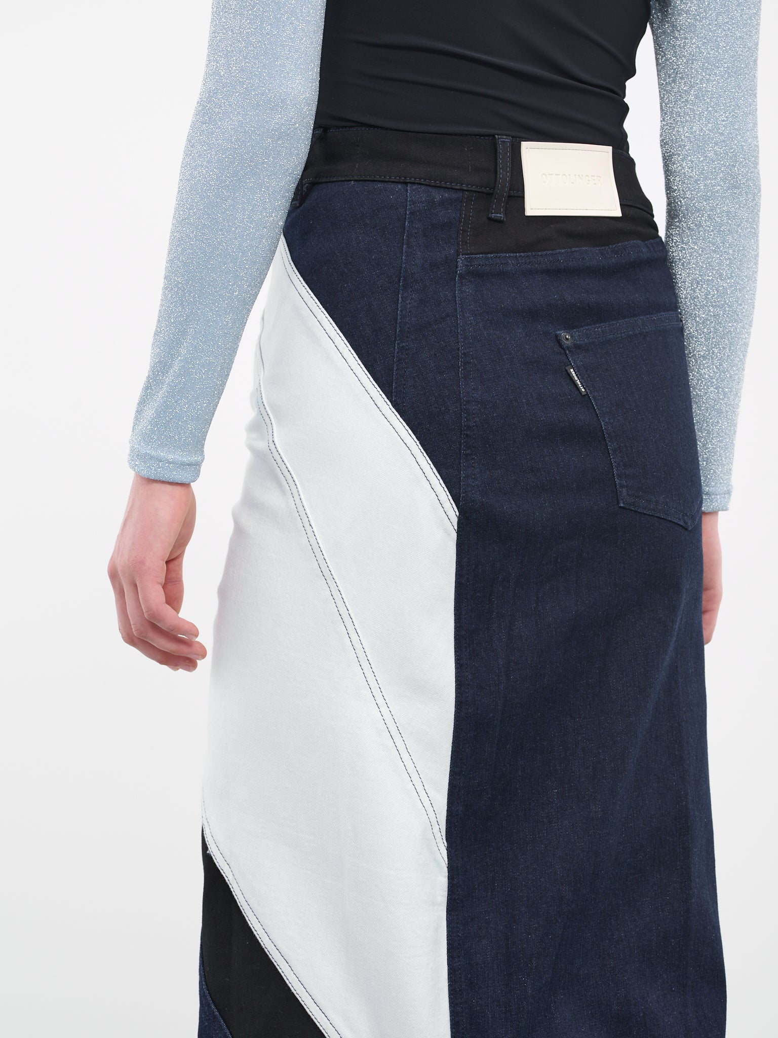 Multi-Line Denim Skirt (1702111-MULTICOLOR)