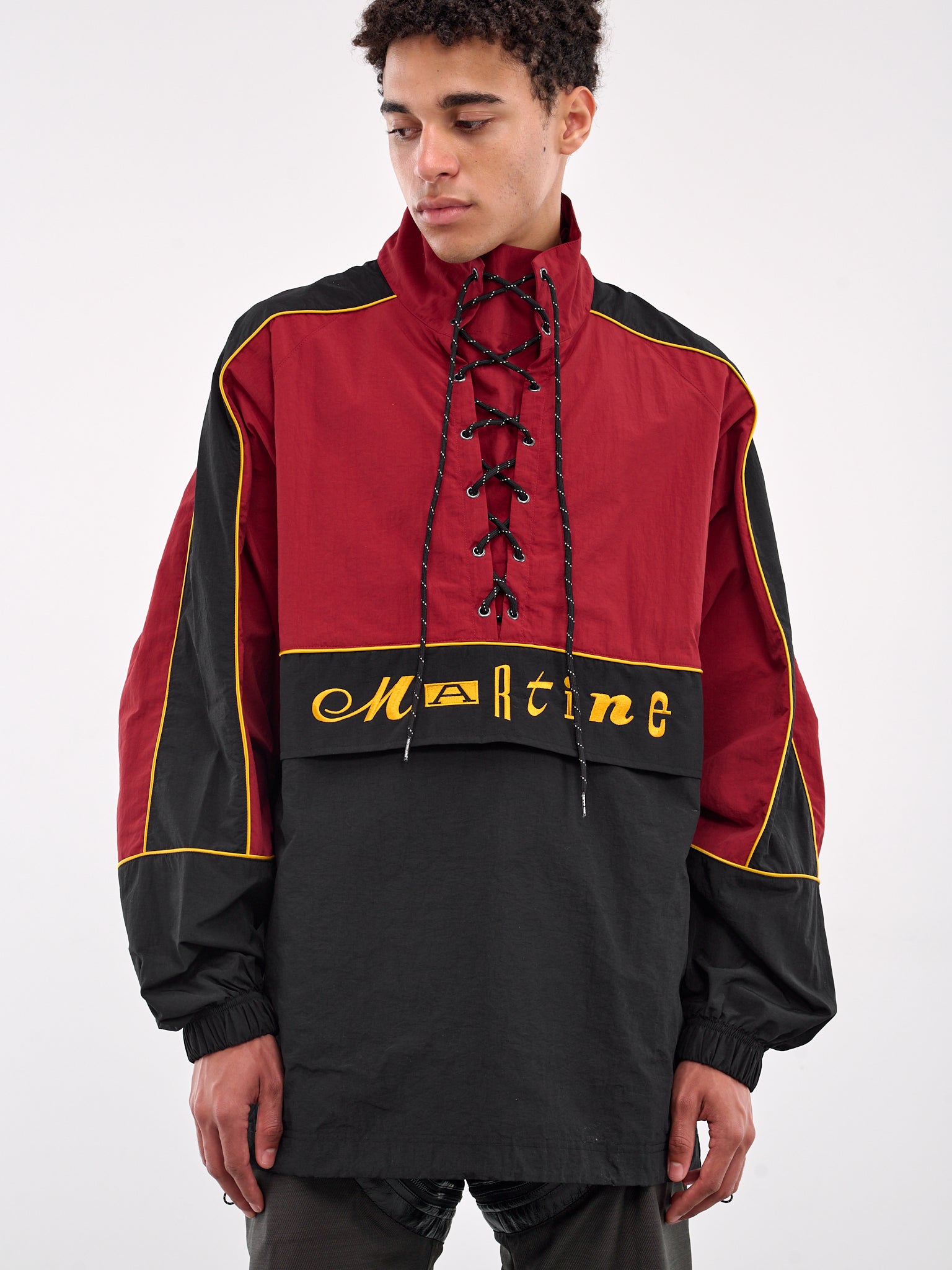 Two-Tone Lace-Up Jacket (173WP01027-BLACK)