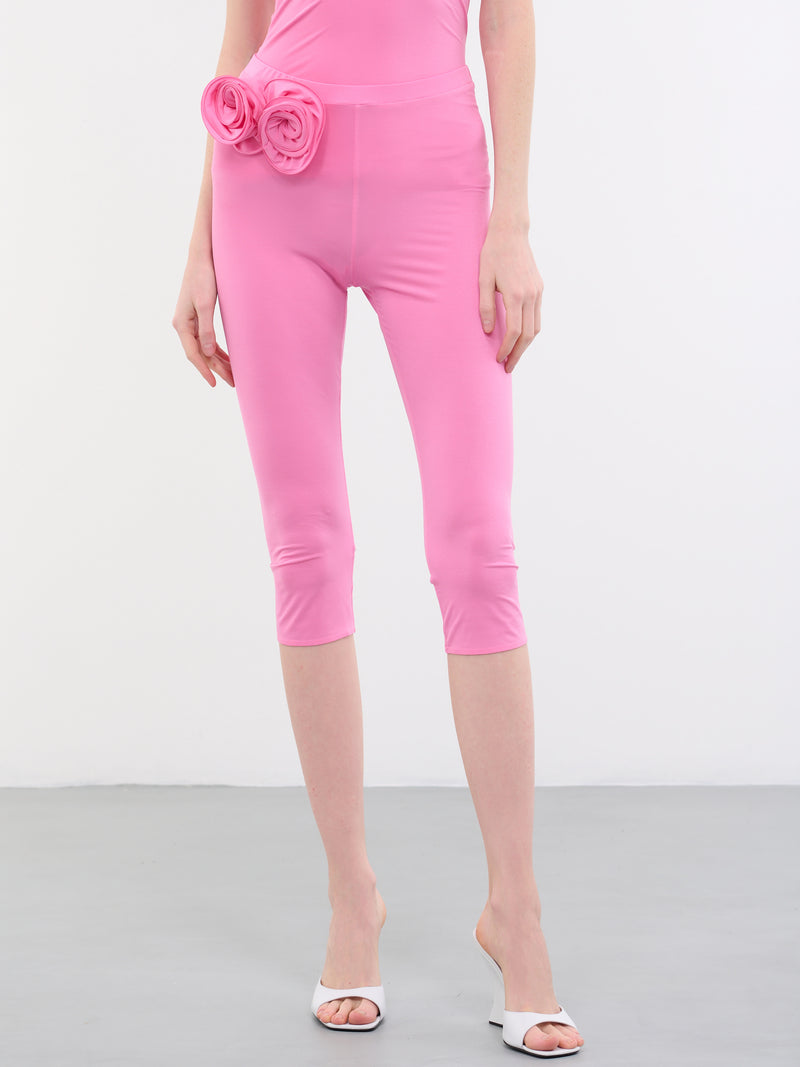 3D Rose Cropped Leggings (176523-PINK)