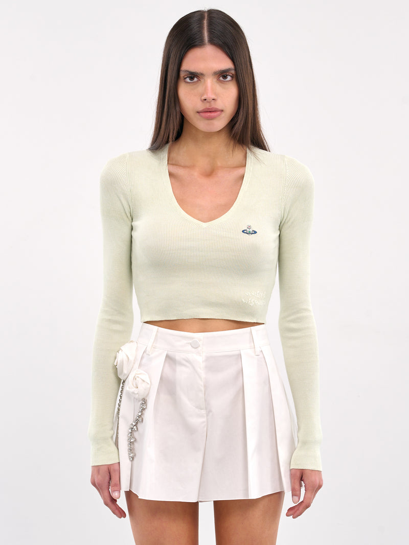 Bea Cropped V-Neck Top (1803004W-Y003K-BEA-PISTACHIO)