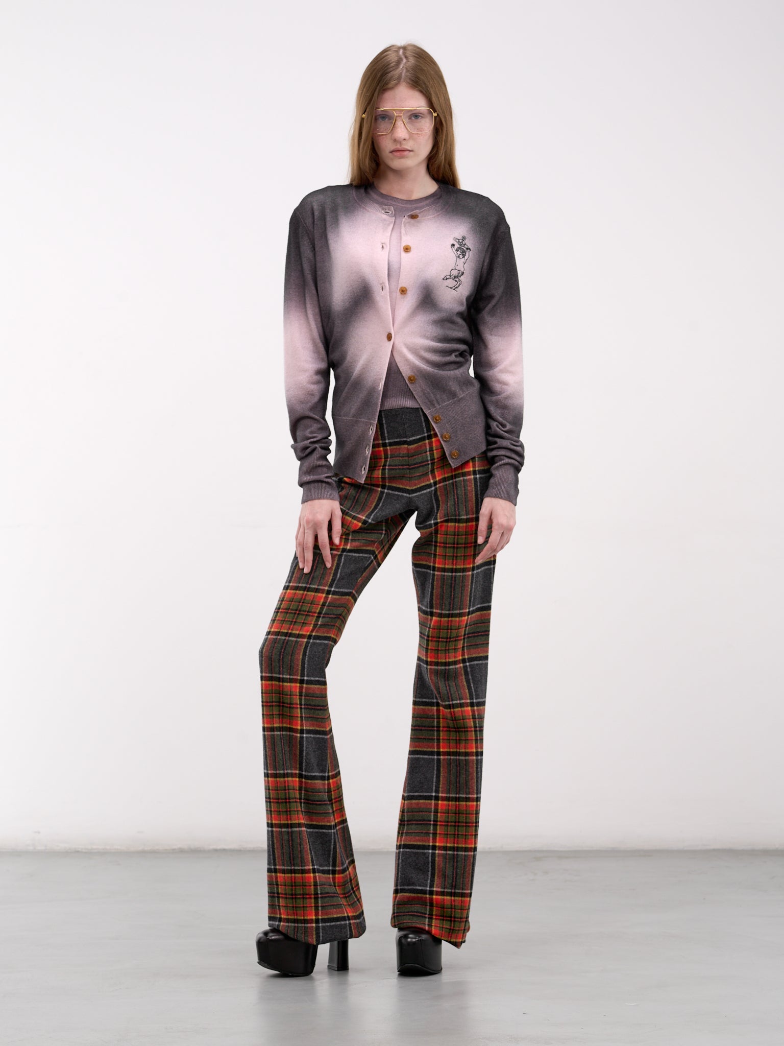 Elle Gradient Satyr Knit Cardigan (1803007H-Y004I-G401-PINK-BLACK)